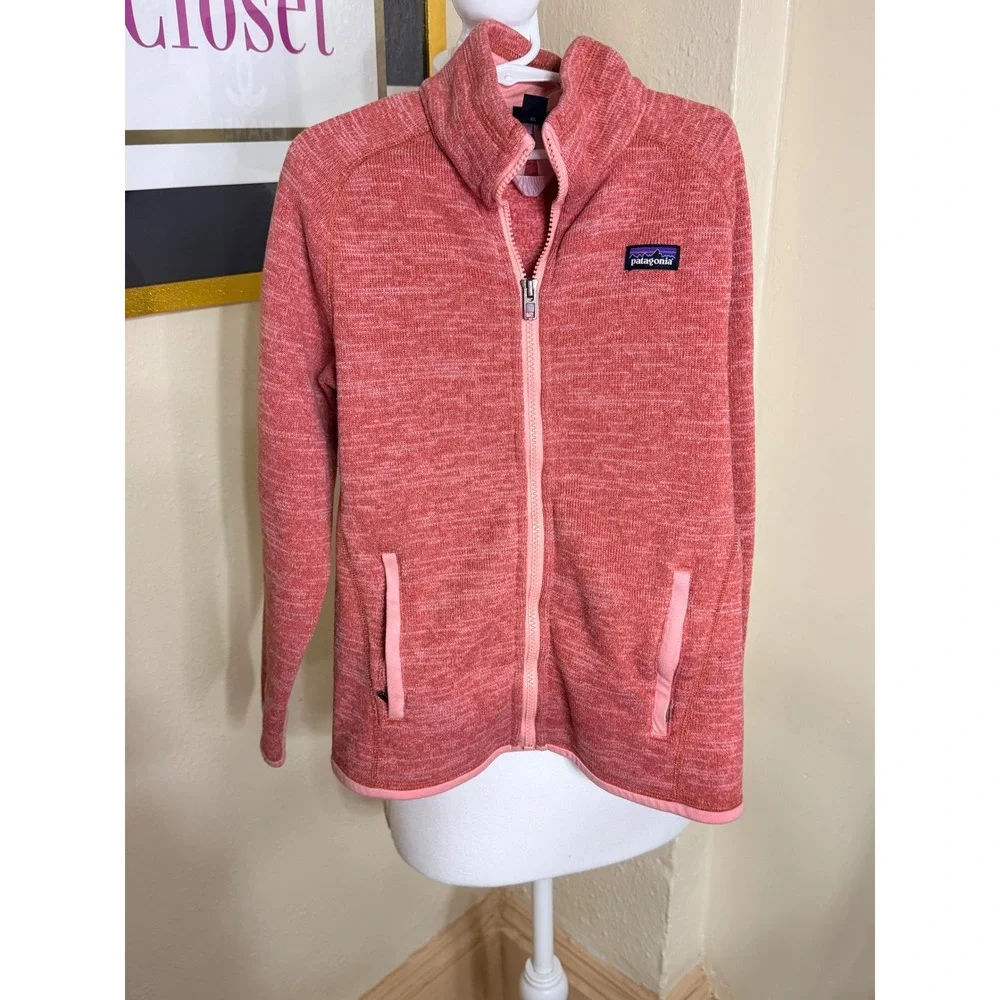 Patagonia Girls Better Sweater Full Zip Fleece Jacket Pink Heather Size M 10